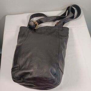 Tignanello Black Genuine Leather Bucket Shoulder Bag